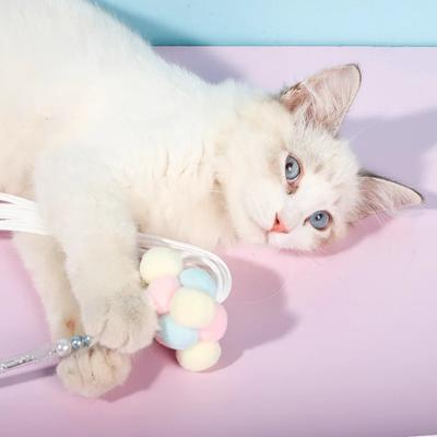 Lustiges Kätzchen Katze Teaser Interaktives Spielzeug Stab mit Fransen Spielzeug für Katzen Teaser Interaktives Spielzeug Stab Haustier Feen Katzenstab
