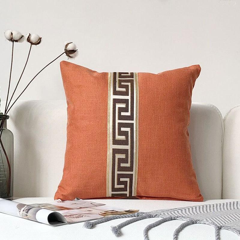 New Modern European Style Plaid Striped Linen Solid Color Pillowcase Office Home Sofa Cushion Cover Core