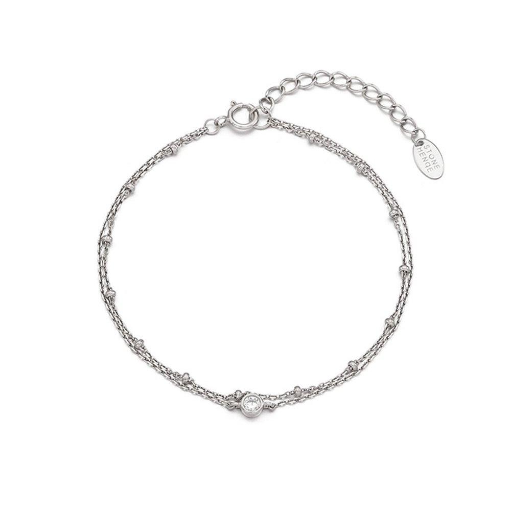 [Stonehenge]] Double Chain Silver Bracelet Sc1764