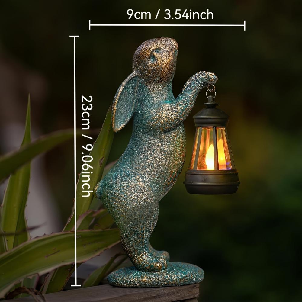 Resin Rabbit Solar Lantern Solar Powered Night Illumination Animal Garden Statues Cute Waterproof Bunny Figurines Gifts