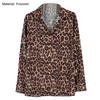 Turn-down Collar Shirt Lightweight Plus Size Leopard Print Shirt Top Streetwear