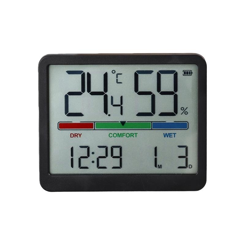 Alarm Clock with Humidities Date Digital Clock Large Display Battery Operated Desk Clocks for Bedroom,Livingroom,Office