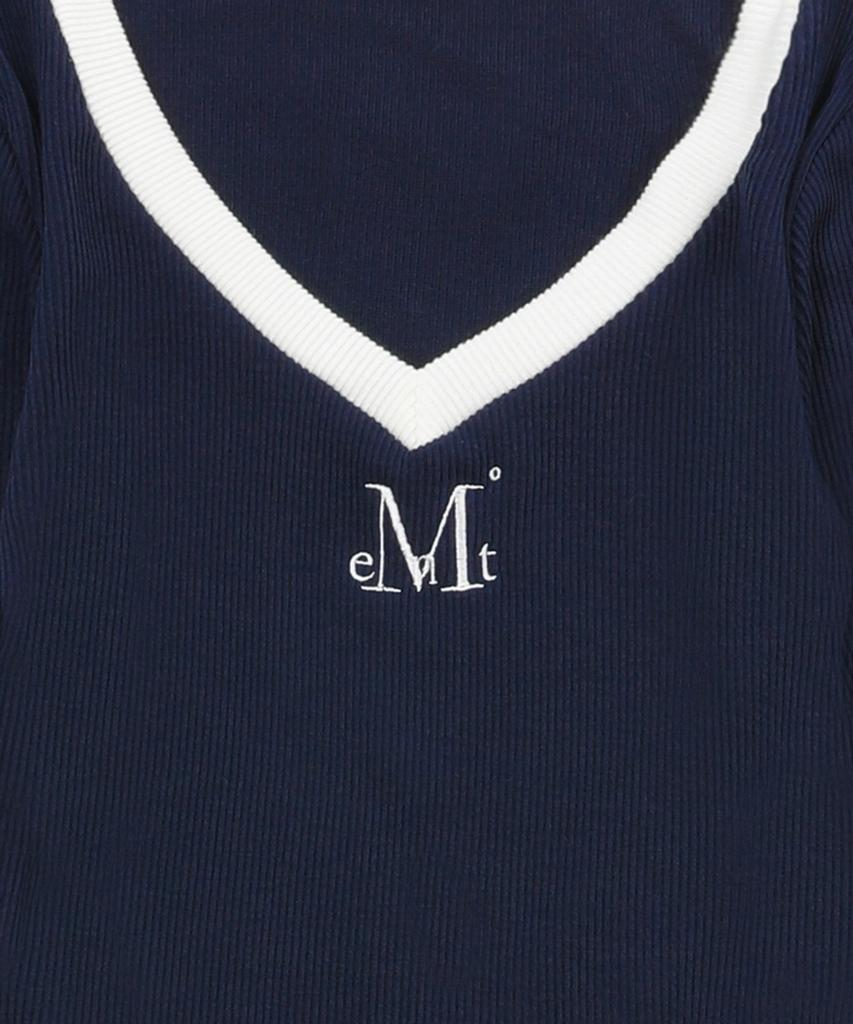 Mucent Binding Track Line V-Neck Ribbed Tee (3 Colors)