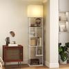Floor Lamp with Shelves, 3000K-6500K, Remote Control, E27 Bulb, White