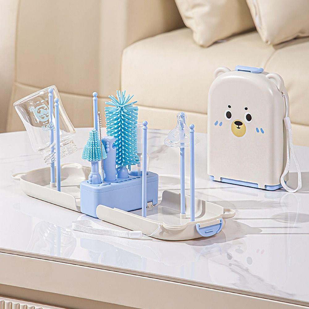 Eingebauter Abtropfständer Flaschenreinigungsbürste Saugnippel-Strohhalm-Reinigungsbürste Babyflaschenreinigung