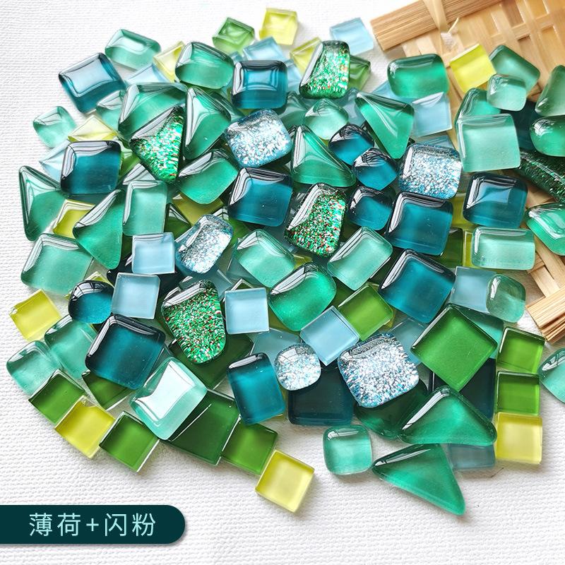 100g Diy Mix Color Glitter Glass Mosaic Stones Mosaic Tiles Glass Pebbles Crafts Material Puzzle For Diy Mosaic Making Arte