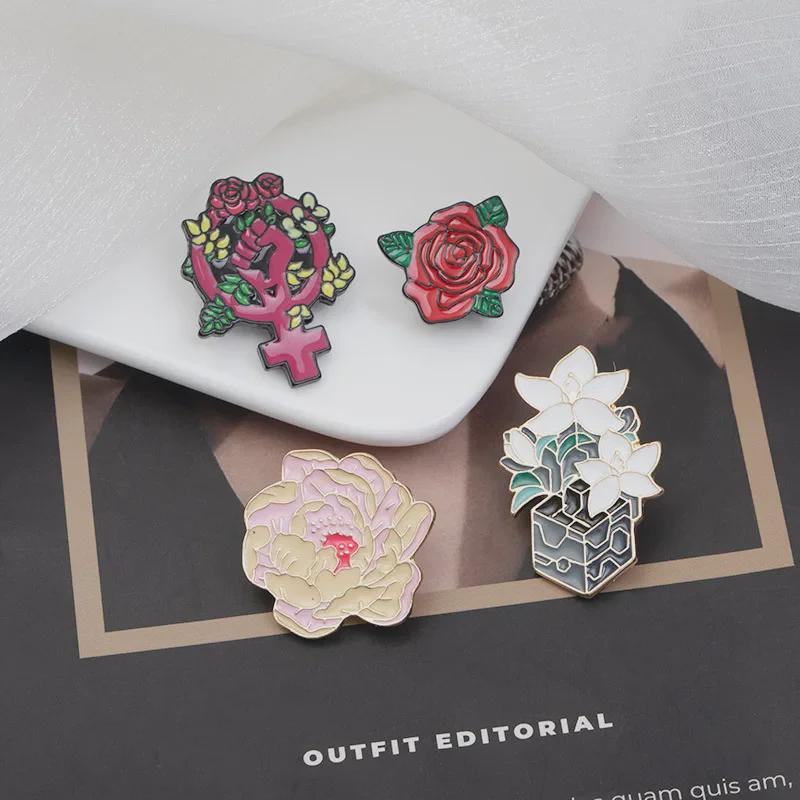 Trendy 2021 Alloy Flower Brooch: Creative Personalized Oil Drop Design