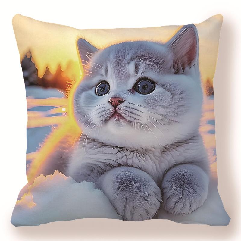 

Декоративная наволочка с принтом «Пара кошек» для спальни, гостиной, квадратная подушка, наволочка 45x45cm