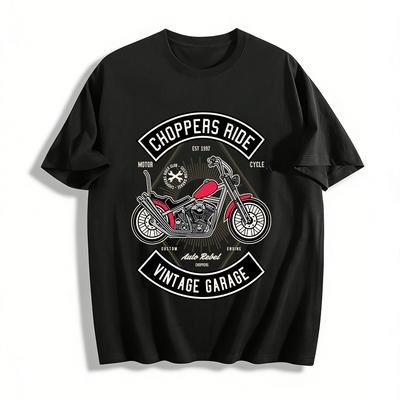 Vintage Choppers Ride Garage Graphic Casual Tee Pure Cotton T-shirt