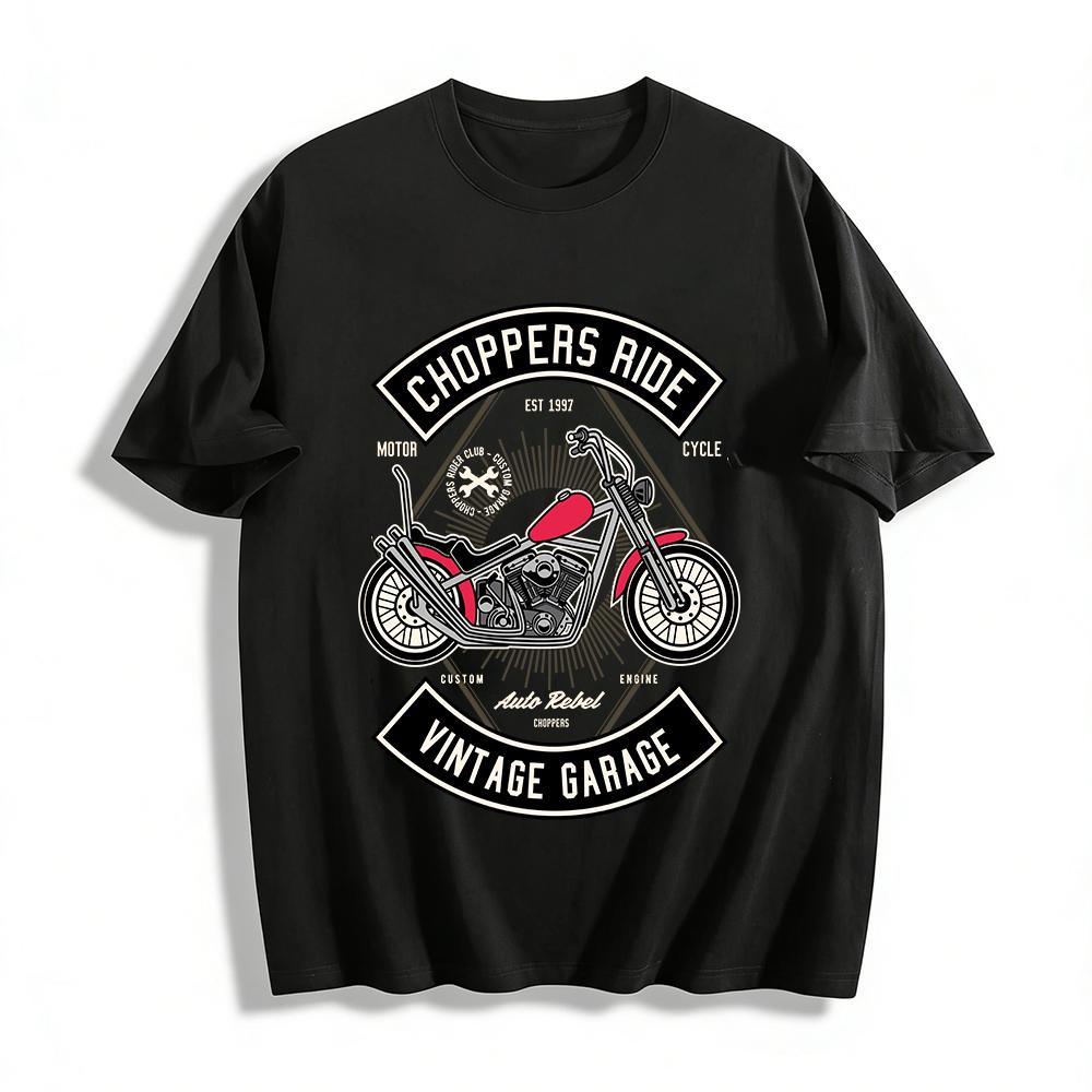 

Vintage Choppers Ride Garage Graphic Casual Tee Pure cotton T-shirt XXS