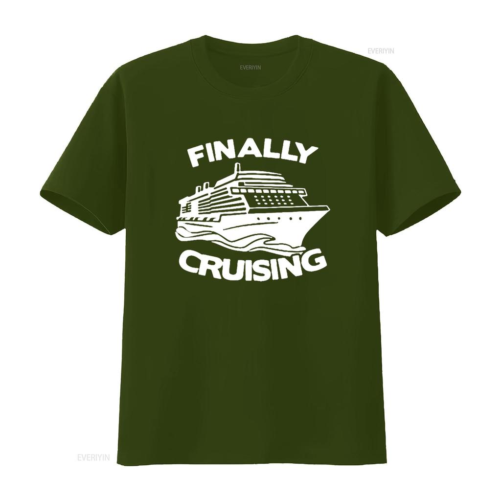 Finally Cruising Cruise Ship Vacation Womens T Shirt Black L Vintage Washed Homme Fashion Breathable Stylish Unisex