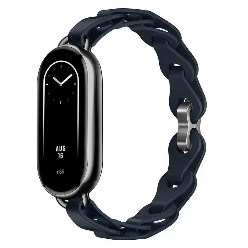 Silicone Strap for Xiaomi Mi 8 Band Chain Buckle Bracelet for Miband 8 NFC Fashion Lady Style Replacement Rubber Band Correa