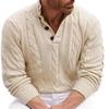Spring and Autumn New Men's Clothing American-Style Button-Up Stand-Up Collar Knitwear Casual Cable Knit Solid Color Pullover Sweater Sy0017