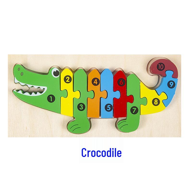 Wooden 3D Cartoon Number Puzzle Board for Kindergarten Kids – Educational Toy