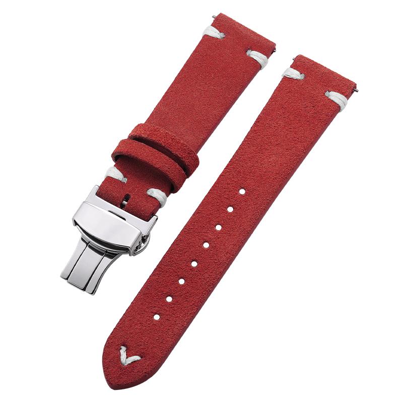 18mm 20mm 22mm Band High Quality Suede Cowhide Strap for Seiko Watchband Butterfly Buckle Wristband Vintage Bracelet Accessories