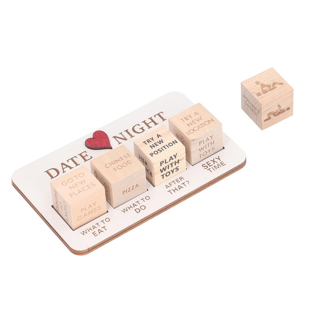 סט קוביות עץ קוביות לדייט לילי זוגי קוביות למשחק בלוקים עם שקית שרוך שחורה