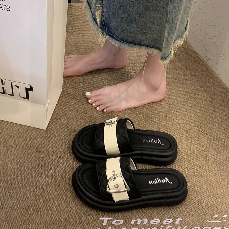 Fashion Shoes for Women Open Toe Sandals Color Spelling Slides Platform Flat Thick Roman Woman Slippers H Sandal New Style On Promotion
