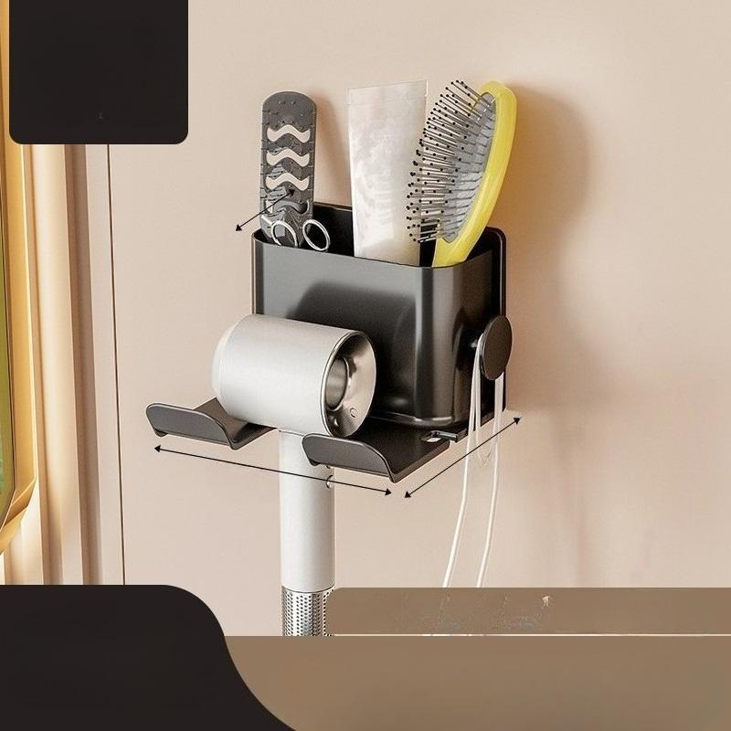1Pc Bathroom Wall Hanging Hair Dryer Rack No Punching Household Toilet Hair Dryer Hanger Storage Artifact Wall Hanging Bracket