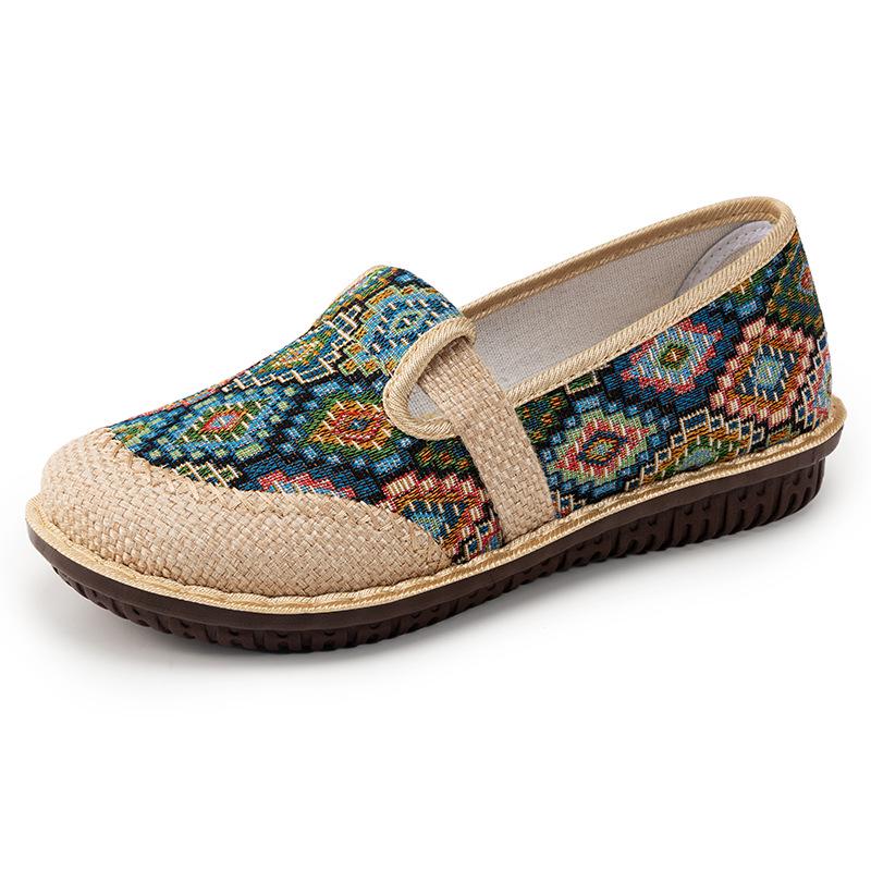 Women's Ethnic Linen Closed-Toe Half Slippers – 2025 New Soft Sole Casual Shoes