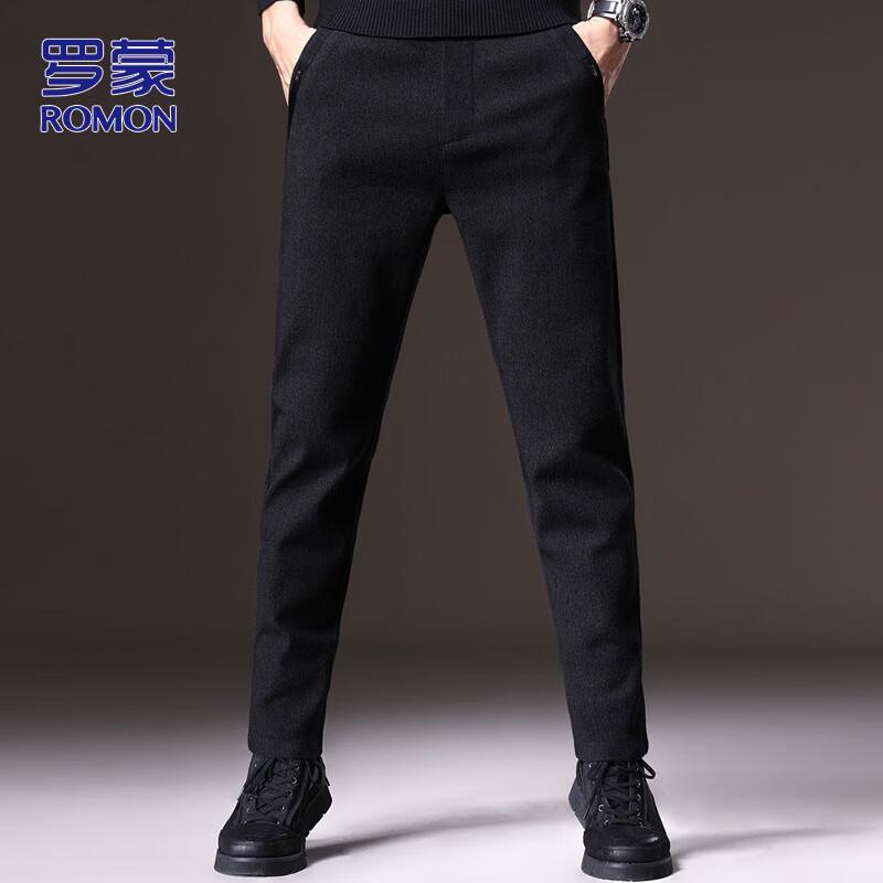 ROMON Men's Loose Straight Fit Casual Business Pants