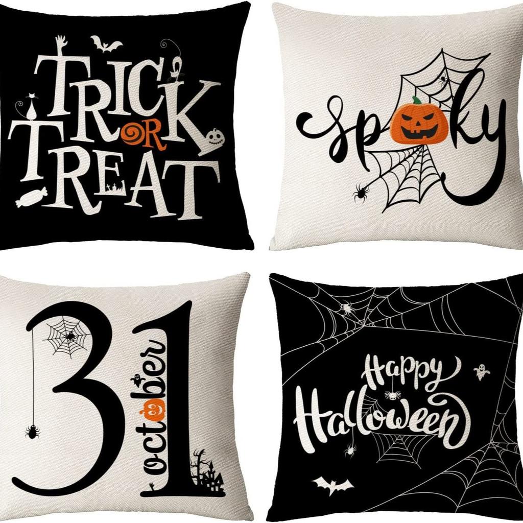 Halloween Pillowcase Devil Cartoon Linen Pillow Print Home Sofa Pillowcase Cushion