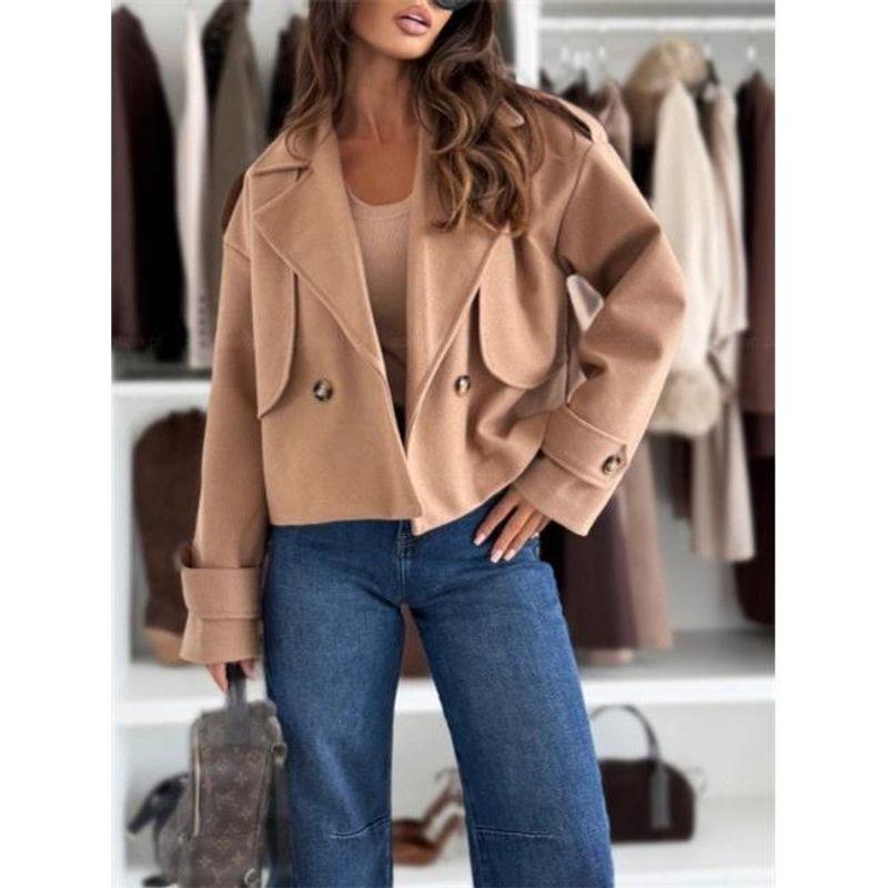 Fashion Style Fall and Winter Female Short Woolen Coat Loose Casual Stylish Niche Style Short Cardigan Jacket Tops