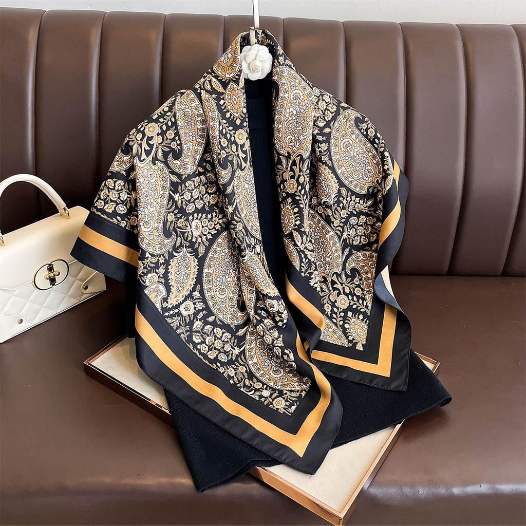 New Summer Luxury  90*90Cm Silk Scarf Women Fashion Satin Hijab Scarves Pareo Bandana Shawl Wrap Headband Foulard Bufandas
