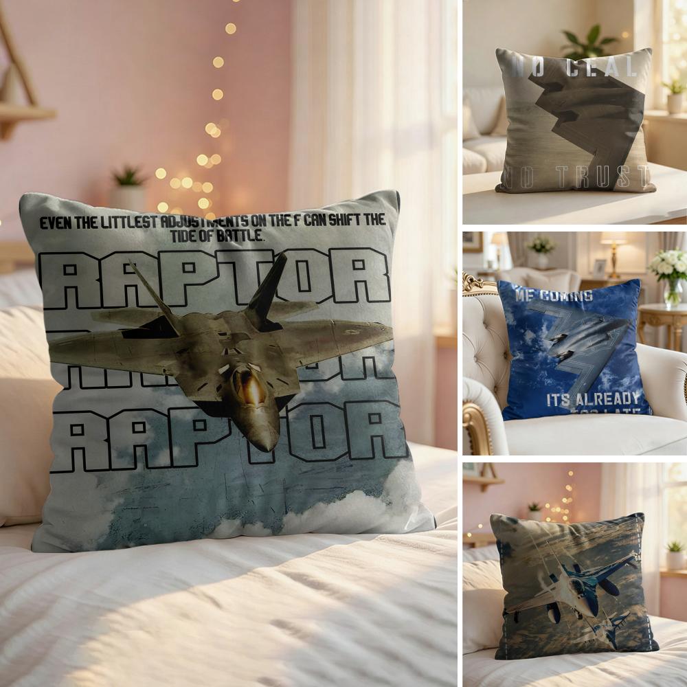 Fighter Jet Cool F B SU Cushion Cover Silky Short Plush Invisible Zipper Dustproof Sofa Pillow Case For Home Decor
