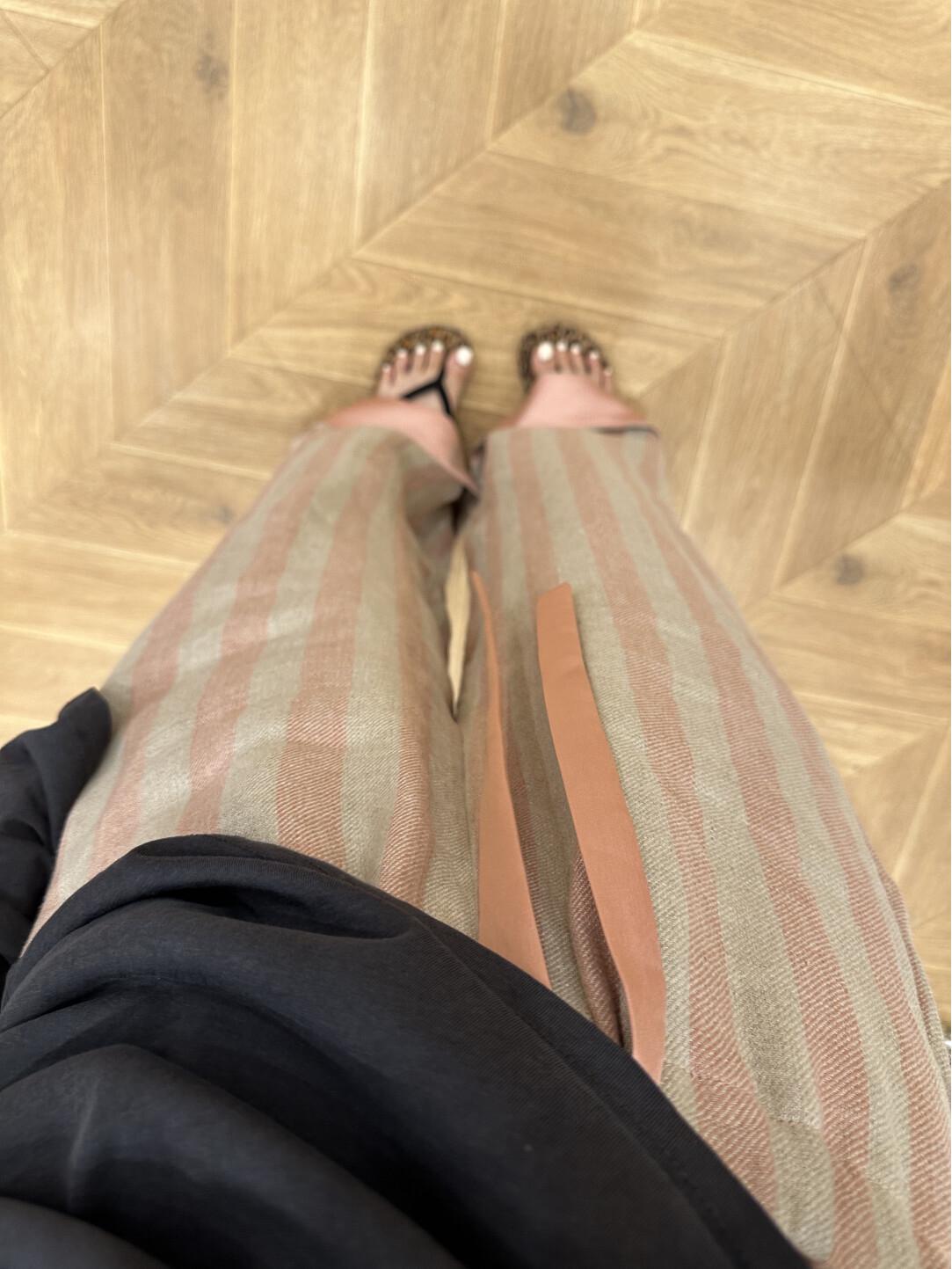 Retro Striped Linen Wide-Leg Pants - Summer Casual Elastic Waist with Drawstring Extra Large