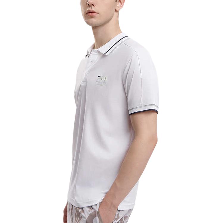 FILA 2023 New Summer Fashion Versatile Knitted Short Sleeve Polo Shirt Men tops White F11M338108F-WT