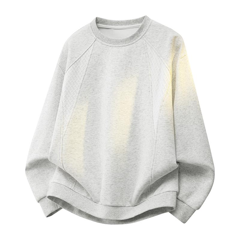 Men Crew Neck Textured Splice Loose Sweatshirt