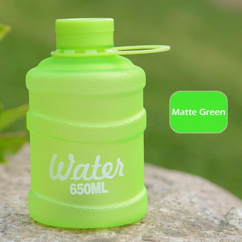 650ML Cute Water Bottle Mini Bucket Plastic Bottle Outdoor Sport Drinking Water Bottles Portable Large Capacity Cup Gym Hiking