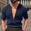 Men'S Summer Sports Fitness Casual V-Neck Stretch Solid Color Large Size Short Sleeve T-Shirt For Men