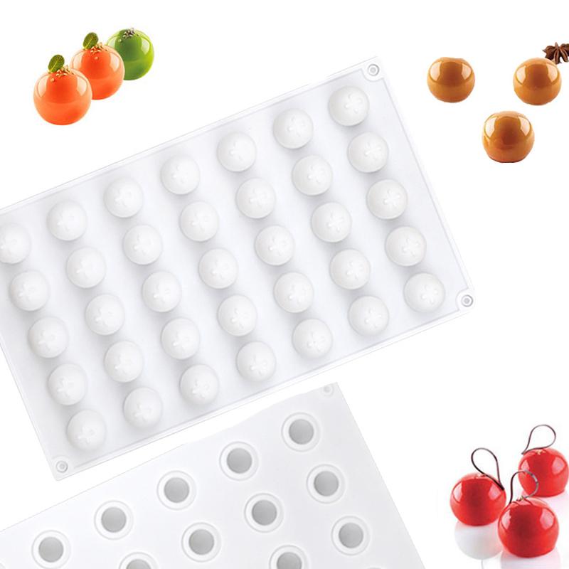35 Holes Round Silicone Mold For Baking 3D Sphere Ball Mousse Cake Mould Chocolate Truffle Dessert Bakeware Decorating Tools