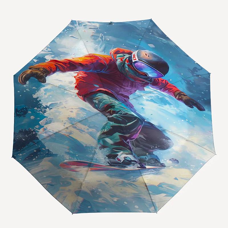 1pc Snowboarding in Action Umbrella with Plastic Handle,Suitable for All Seasons UmbrellaPT539