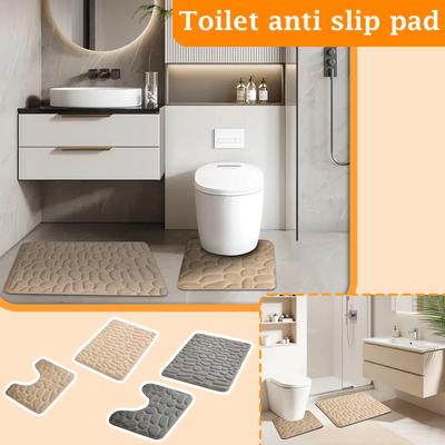 Small Stone Coral Fleece Floor Mat, Solid Color, Easy To Maintain, Bathroom Floor Mat, Bathroom  Mat, Cross