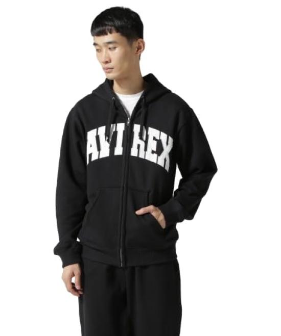 Avirex DAILY ZIP UP SWEAT PARKA LOGO Sweatshirt Hoodie with Logo L 010 Black / Zip-up / 783-3931007 Men's
