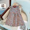 Girls Summer Floral Sleeveless Dress Fashionable Round Neck Princess Vest Dress For Little And Medium Kids