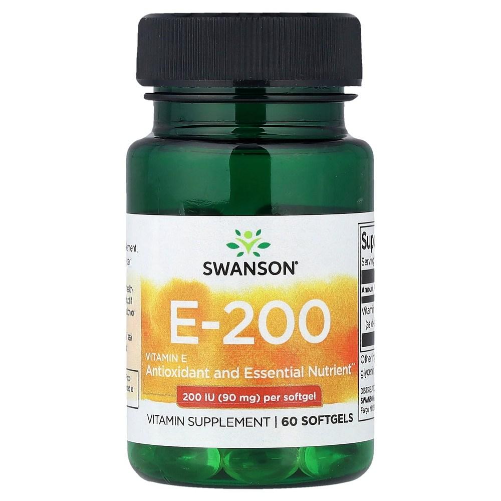 Swanson Vitamins Vitamin Softgels E-200 90 mg 200 IU 60 1 pcs 60 tablets