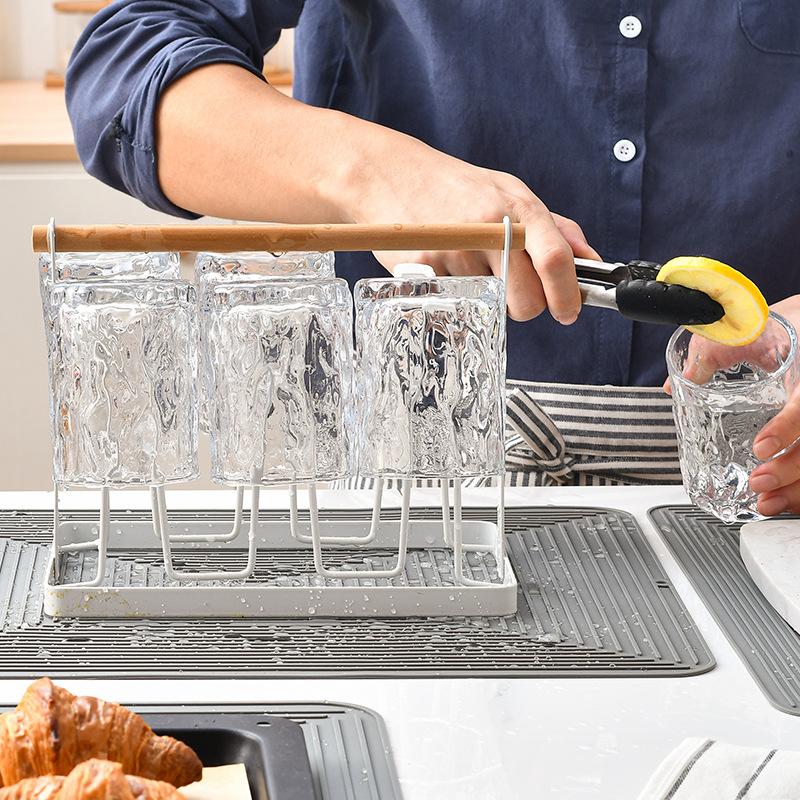 100% Waterproof BPA Free Silicone Dish Drying Mat Large Drainer Mat Protection Heat Resistant Trivet Counter Top Mat Sink Non