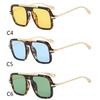 Vintage Colorful Metal Conjoined Square Sunglasses Women Men Retro Trend Sun Glasses Climbing Camping Glasses