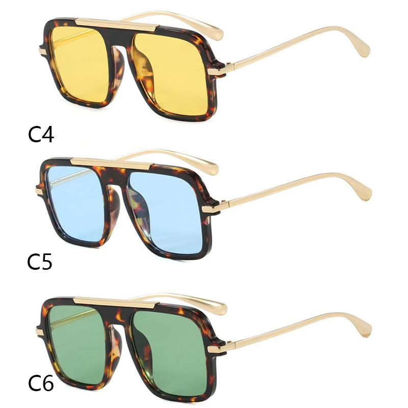 Vintage Colorful Metal Conjoined Square Sunglasses Women Men Retro Trend Sun Glasses Climbing Camping Glasses