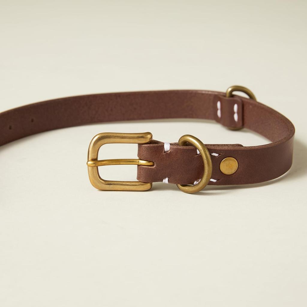 We Original All Leather Collar Brown GOOD MANNERS DOG SERIES - (L) /