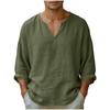 Men's Linen V-Neck T-Shirt Loose Fit Casual Summer Top