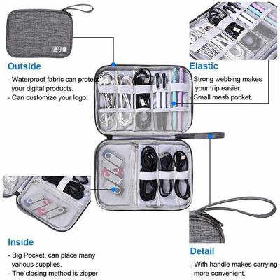 Multifunctional Polyester Cable Organizer Bag Waterproof Tangle-Free USB Organizer Charger Cable Case Electronics Organization