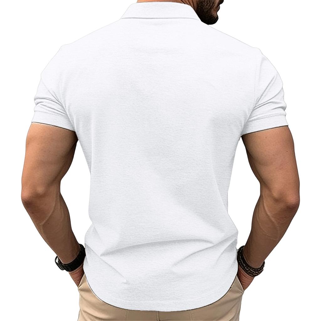 Men's Casual Color-blocking Sport T-shirt, Men's Stand-up Collar Short-sleeved Top