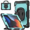 Für iPad 7/8/9. Generation 10,2'', Militärischer Stoßfester Schutz-Silikonhülle 360° Faltbarer Griff + Tragegriff Schultergurt
