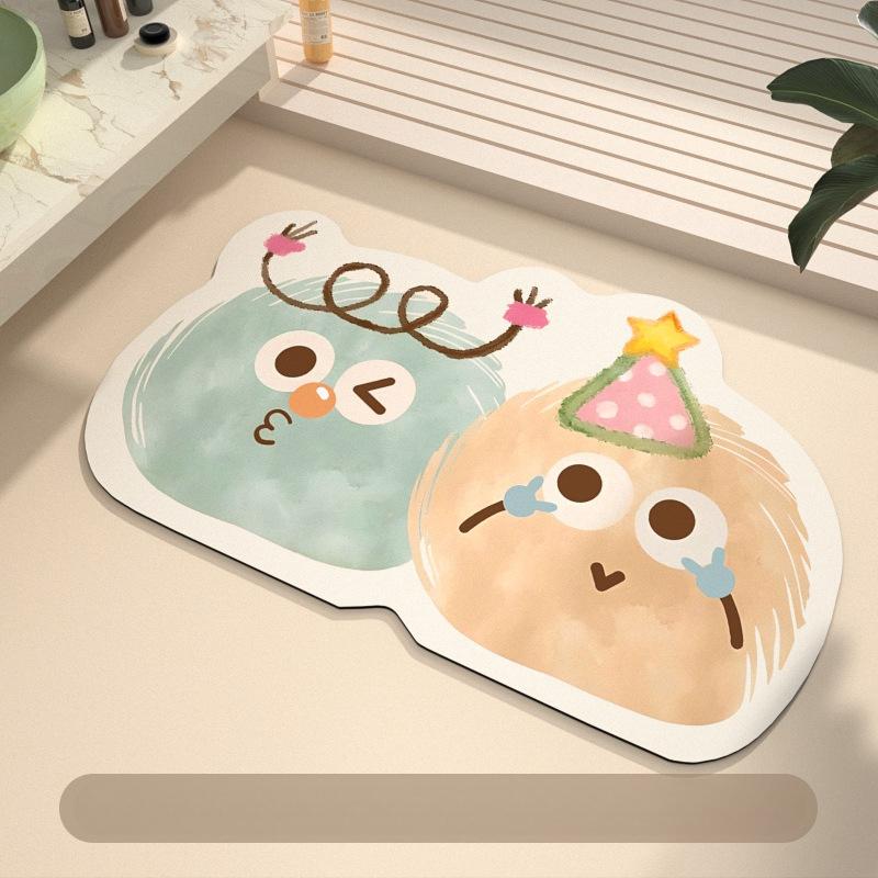 Cartoon Bathroom Absorbent Floor Mat, Diatomaceous Earth Anti Slip Foot Mat At the Entrance of the Bathroom, Toilet Floor Mat