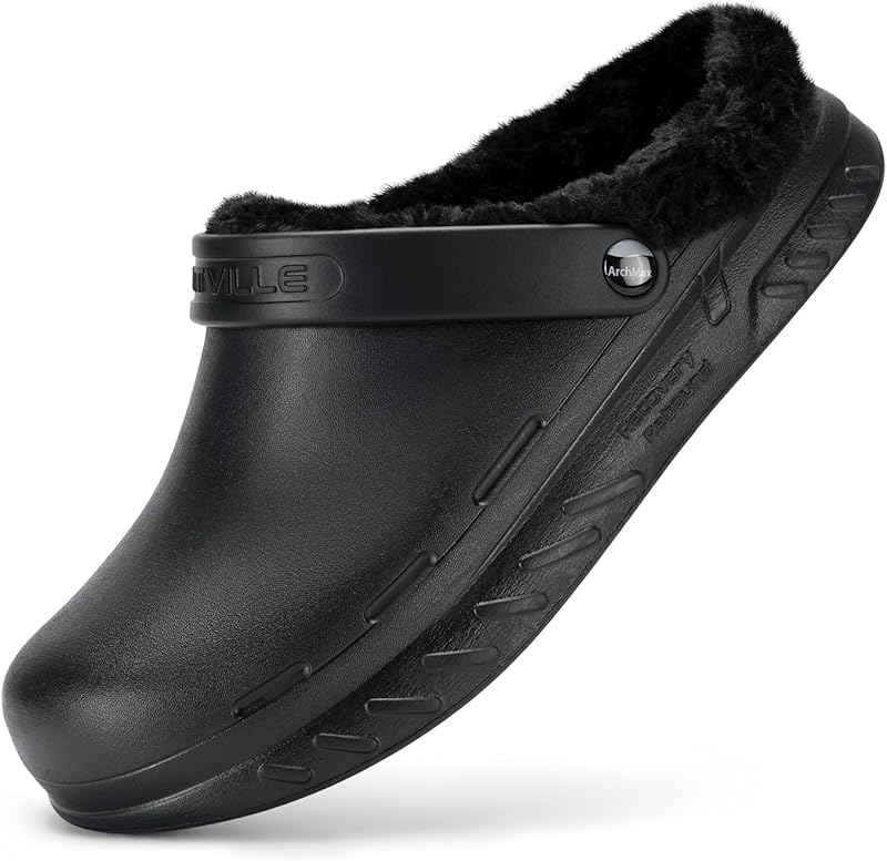 Fitville Men S Slippers Wide Clogs Slip Resistant Fur Lined Chef Shoes Waterproof House Slipper Recovery Clogs 40