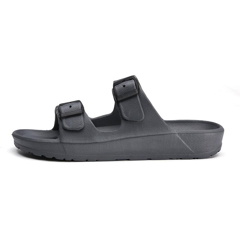 Double Buckle Adjustable EVA Sandals - Comfortable Arch Support, Waterproof, Flat Heel, Open Toe, Casual Style, Solid Color, No Printing